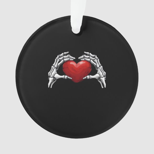 Skeletthandschuhe mit einem roten Herz-Design Clas Ornament (Vorderseite)