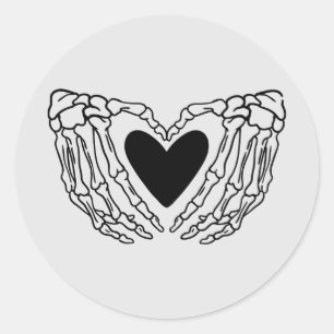 Skeletthandschuhe mit Heart-Aufkleber Runder Aufkleber
