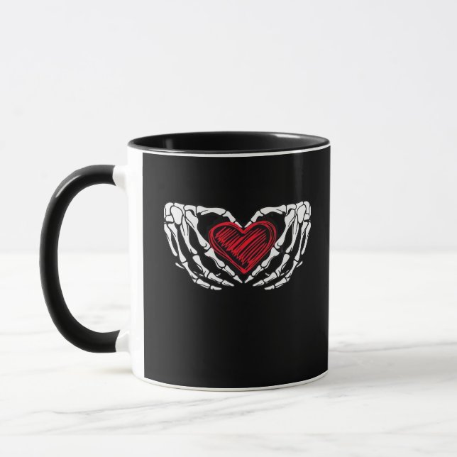 Skeletthandschuhe mit Herz-Klassik Tasse (Links)