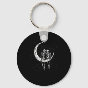 Skeletthaus auf dem Mond Sonniges Halloween-Kostüm Schlüsselanhänger