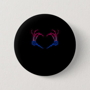 Skelettherz Bisexual LGBbt Q Pride Skull Hand Button