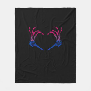 Skelettherz Bisexual LGBbt Q Pride Skull Hand Fleecedecke