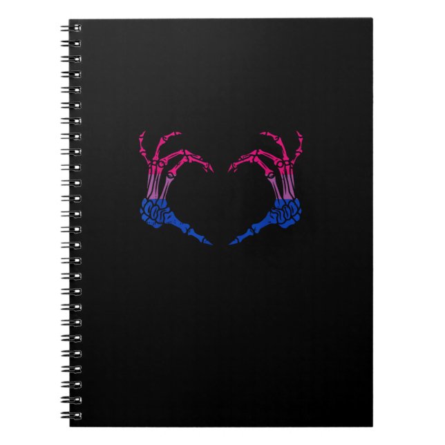 Skelettherz Bisexual LGBbt Q Pride Skull Hand Notizblock (Vorderseite)