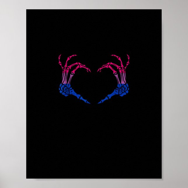 Skelettherz Bisexual LGBbt Q Pride Skull Hand Poster (Vorne)
