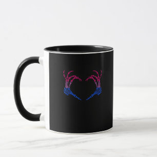Skelettherz Bisexual LGBbt Q Pride Skull Hand Tasse