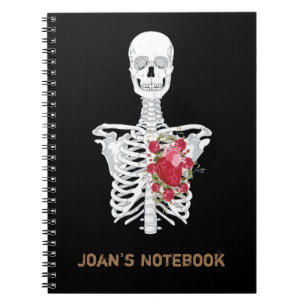 Skelettherz Blume Notizblock
