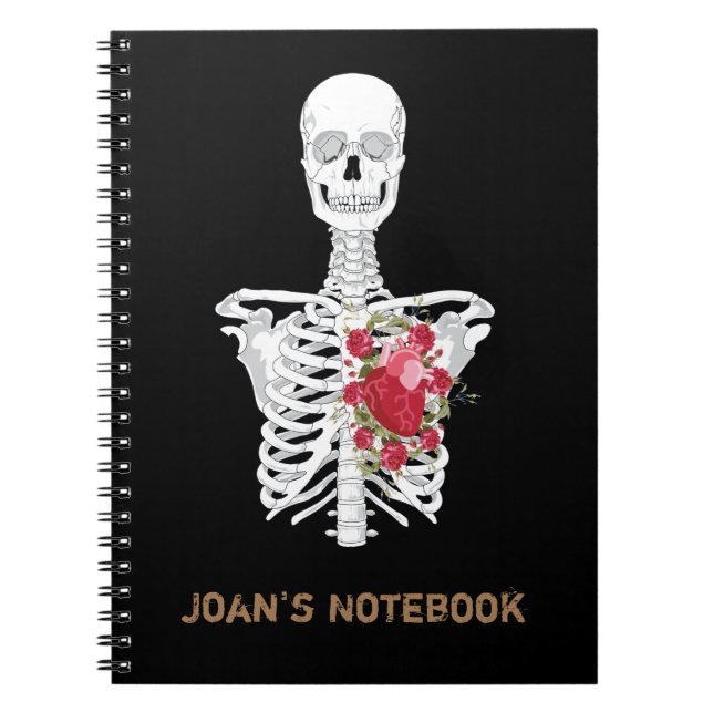 Skelettherz Blume Notizblock (Vorderseite)