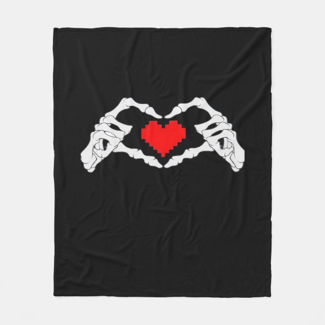 Skelettherz und -handgewähr fleecedecke (Vorderseite)