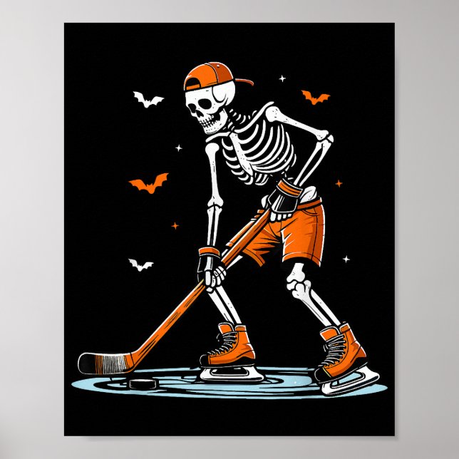 Skeletti Eishockey Halloween Boys Funny Halloween Poster (Vorne)
