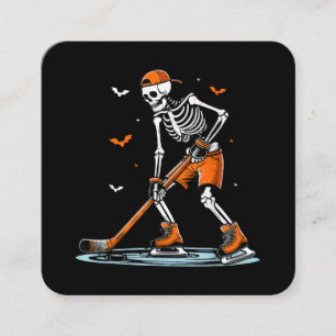 Skeletti Eishockey Halloween Boys Funny Halloween Quadratische Visitenkarte