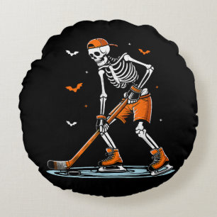 Skeletti Eishockey Halloween Boys Funny Halloween Rundes Kissen