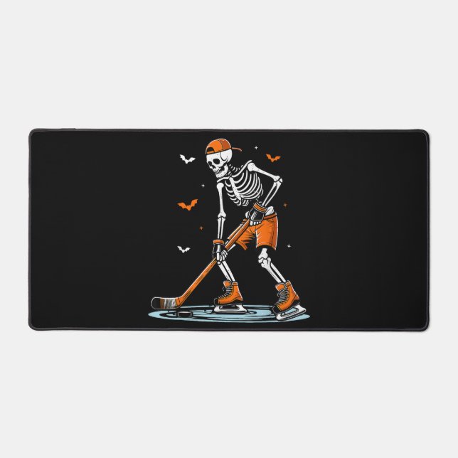 Skeletti Eishockey Halloween Boys Funny Halloween Schreibtischunterlage (Vorderseite)