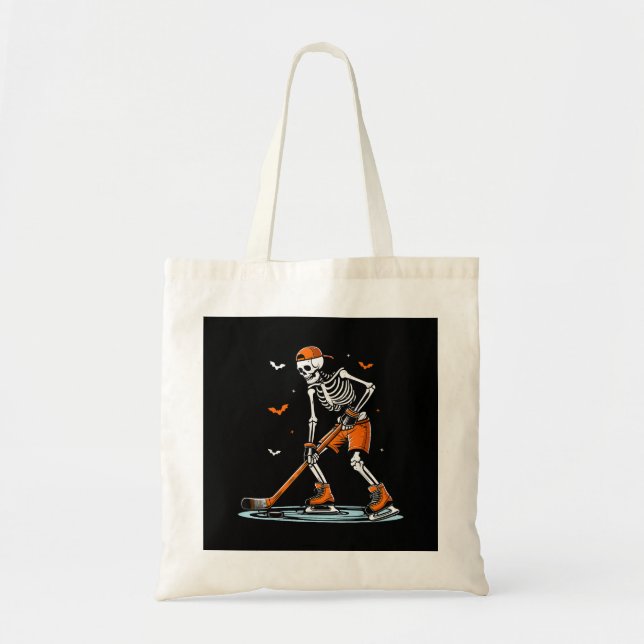 Skeletti Eishockey Halloween Boys Funny Halloween Tragetasche (Vorne)