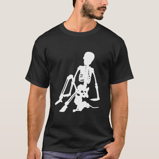 Skelettjunge und seine Silhouette für Haustiere T-Shirt (Vorderseite)