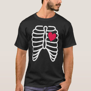 Skelettkäfig Herz X Ray Erwachsene Kinder Hallowag T-Shirt