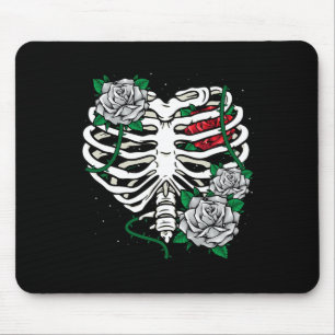 Skelettkäfig mit Blume Halloween-Röntgen Mousepad