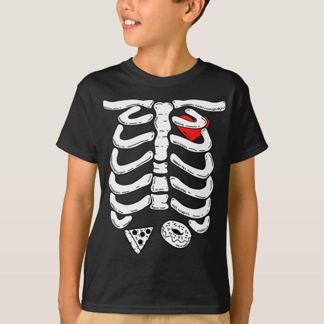 Skelettkäfig mit Pizza und Esel G T-Shirt (Vorderseite)
