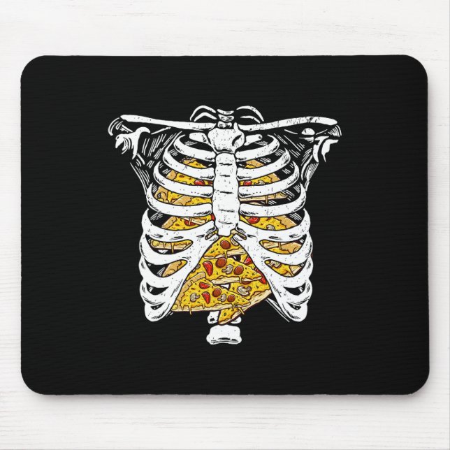 Skelettkäfig mit Pizzas glücklicher Halloween-Tag Mousepad (Vorne)