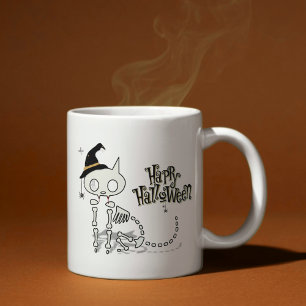 Skelettkatzenklatsche und Spooky Spinnen Halloween Kaffeetasse