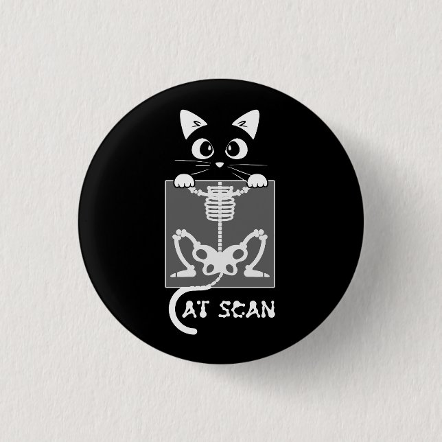 Skelettkatzenscans Ct Scaning Funny X Ray Pub Meme Button (Vorderseite)