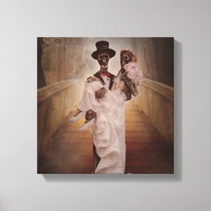 Skelettkunst über Braut und Bräutigam Leinwand