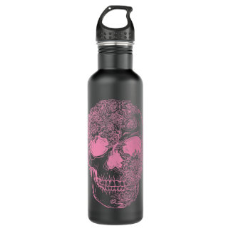 Skelettläufer Rose Rosa Blütenschädel Edelstahlflasche