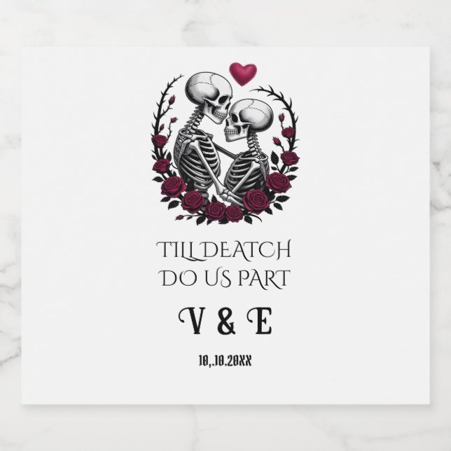 Skelettliebhaber bis zum Tod tun uns Teil Hochzeit (Einzelnes Label)
