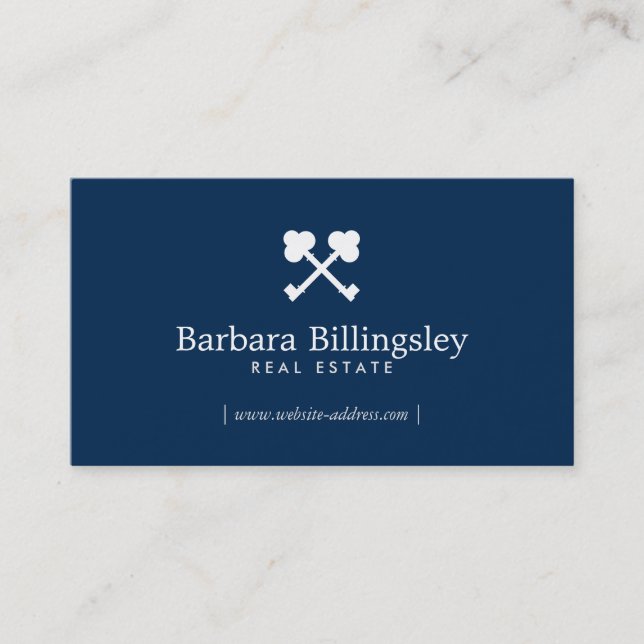 Skelettlogos Real Anwesen, Broker Navy Blue Visitenkarte (Vorderseite)