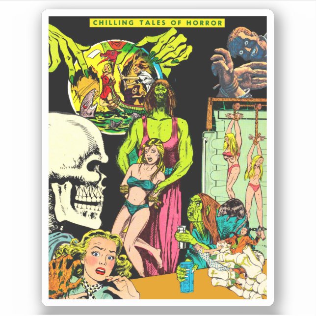 Skelettmonster, die Horror-Collage einer verändert Aufkleber (Vorderseite)