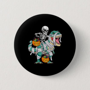 Skeletto Riding Dinosaur T Rex Spaß Kinder Jungen  Button