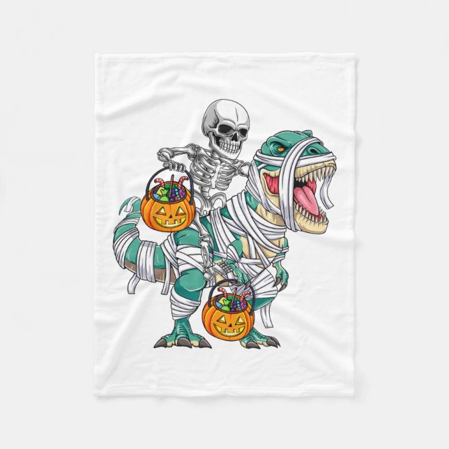 Skeletto Riding Dinosaur T Rex Spaß Kinder Jungen  Fleecedecke (Vorderseite)