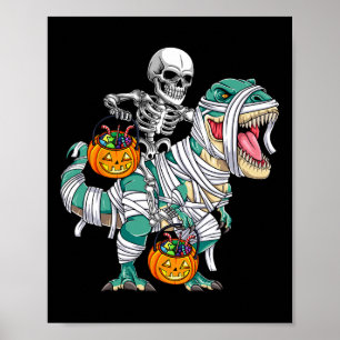 Skeletto Riding Dinosaur T Rex Spaß Kinder Jungen  Poster