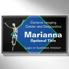 Skeletton Blau und Schwarz Medical Imaging Namenschild