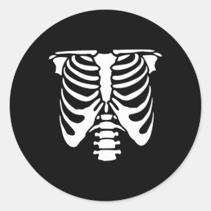 Skeletton Brustkorbknochen Halloween Röntgen Runder Aufkleber
