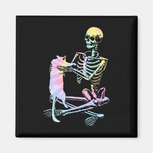 Skeletton, das ein katzenarmes Halloween-Kostümpro Magnet