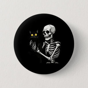 Skeletton, das eine Katze Niedliches Schwarzes Kat Button