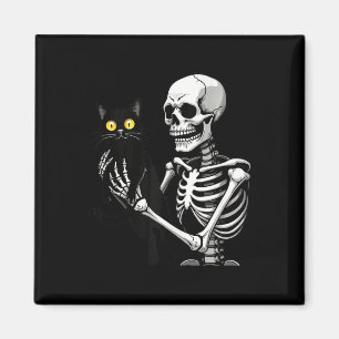 Skeletton, das eine Katze Niedliches Schwarzes Kat Magnet