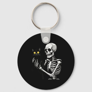 Skeletton, das eine Katze Niedliches Schwarzes Kat Schlüsselanhänger
