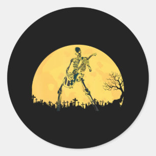 Skeletton, das Elektrische Gitarre Solo in Moonlit Runder Aufkleber