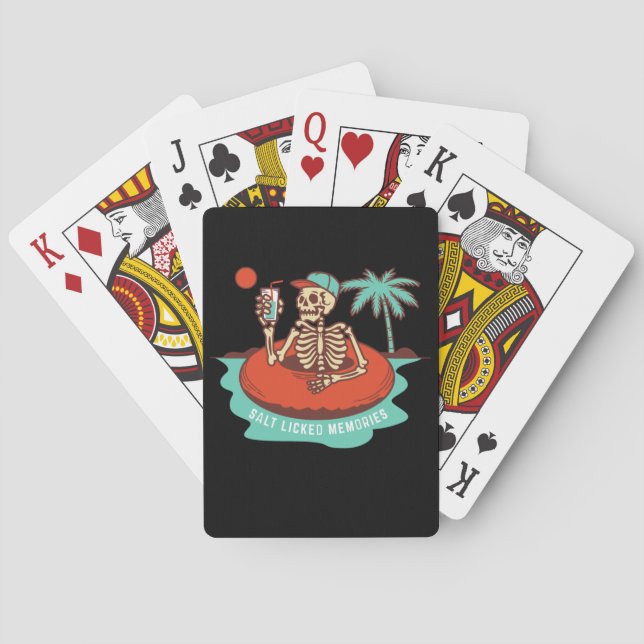 Skeletton Genießen eines kalten Spielkarten (Rückseite)
