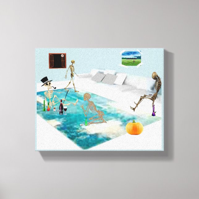 Skeletton-Halloween-Party Leinwanddruck (Vorderseite)