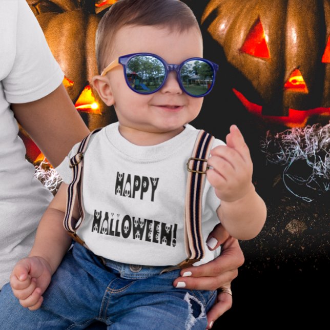 Skeletton Halloween-Text Baby T-shirt (Skeleton Halloween Text Baby T-Shirt)