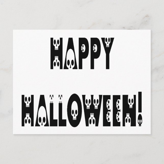 Skeletton Halloween-Text Postkarte (Vorderseite)