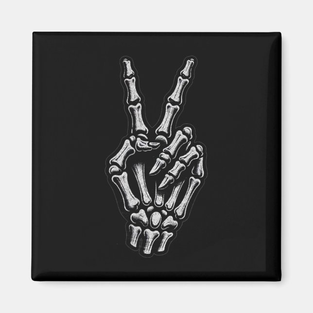 Skeletton Hand Friedenszeichen 1 Magnet (Vorne)