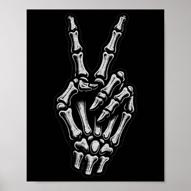 Skeletton Hand Friedenszeichen 1 Poster (Vorne)