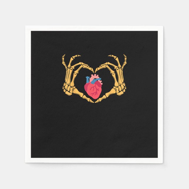 Skeletton Hand Herz Anatomie Herzerkrankung Cvicu  Serviette (Vorderseite)