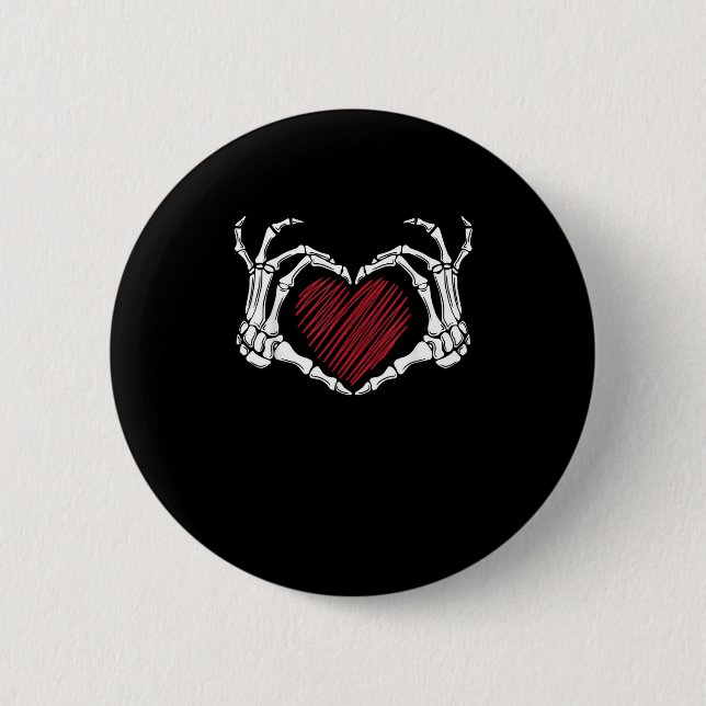 Skeletton Hand Herz Sign Costume Trending Hallowee Button (Vorderseite)