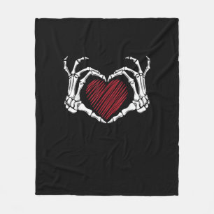 Skeletton Hand Herz Sign Costume Trending Hallowee Fleecedecke