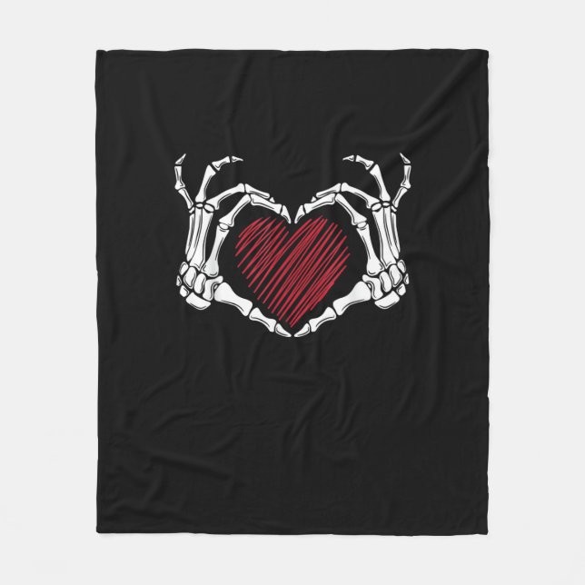 Skeletton Hand Herz Sign Costume Trending Hallowee Fleecedecke (Vorderseite)