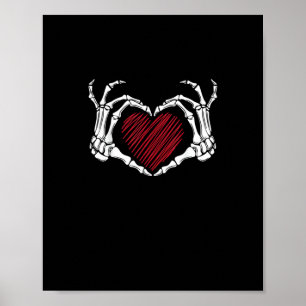 Skeletton Hand Herz Sign Costume Trending Hallowee Poster